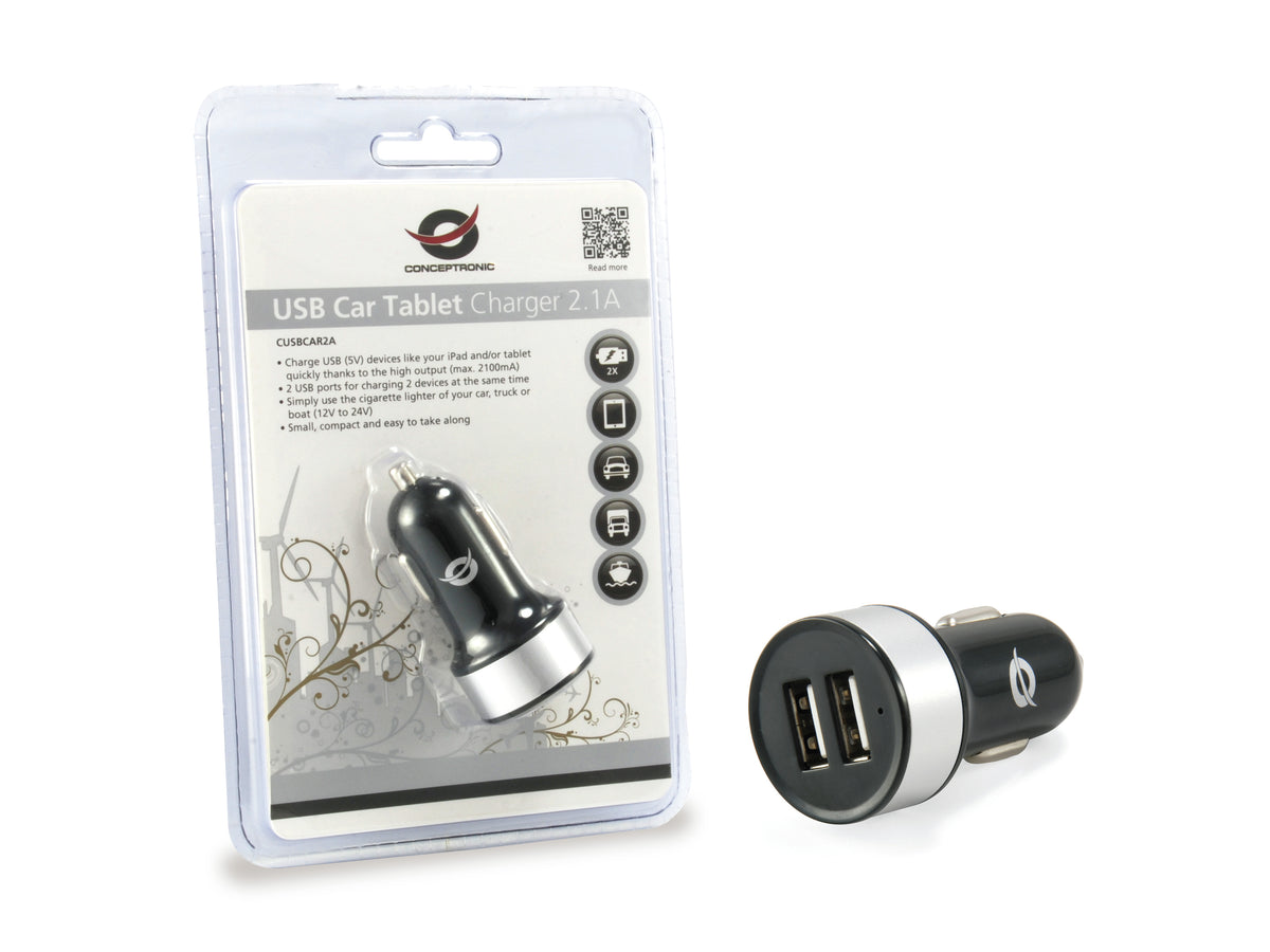 Conceptronic CUSBCAR2A cargador de dispositivo móvil Tableta Plata Encendedor de cigarrillos Auto (5)
