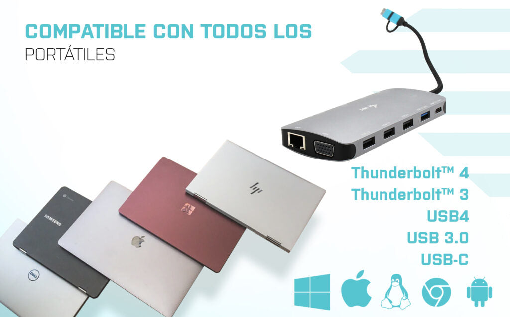 i-tec CANANOTDOCKPD base para portátil y replicador de puertos Alámbrico USB 3.2 Gen 1 (3.1 Gen 1) Type-A + Type-C Plata (4)
