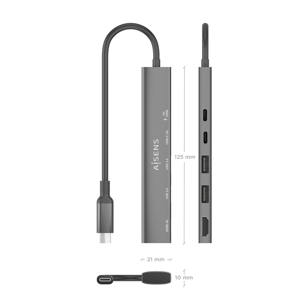 AISENS ASUC-5P022-GR base para portátil y replicador de puertos Alámbrico USB 3.2 Gen 1 (3.1 Gen 1) Type-C (5)