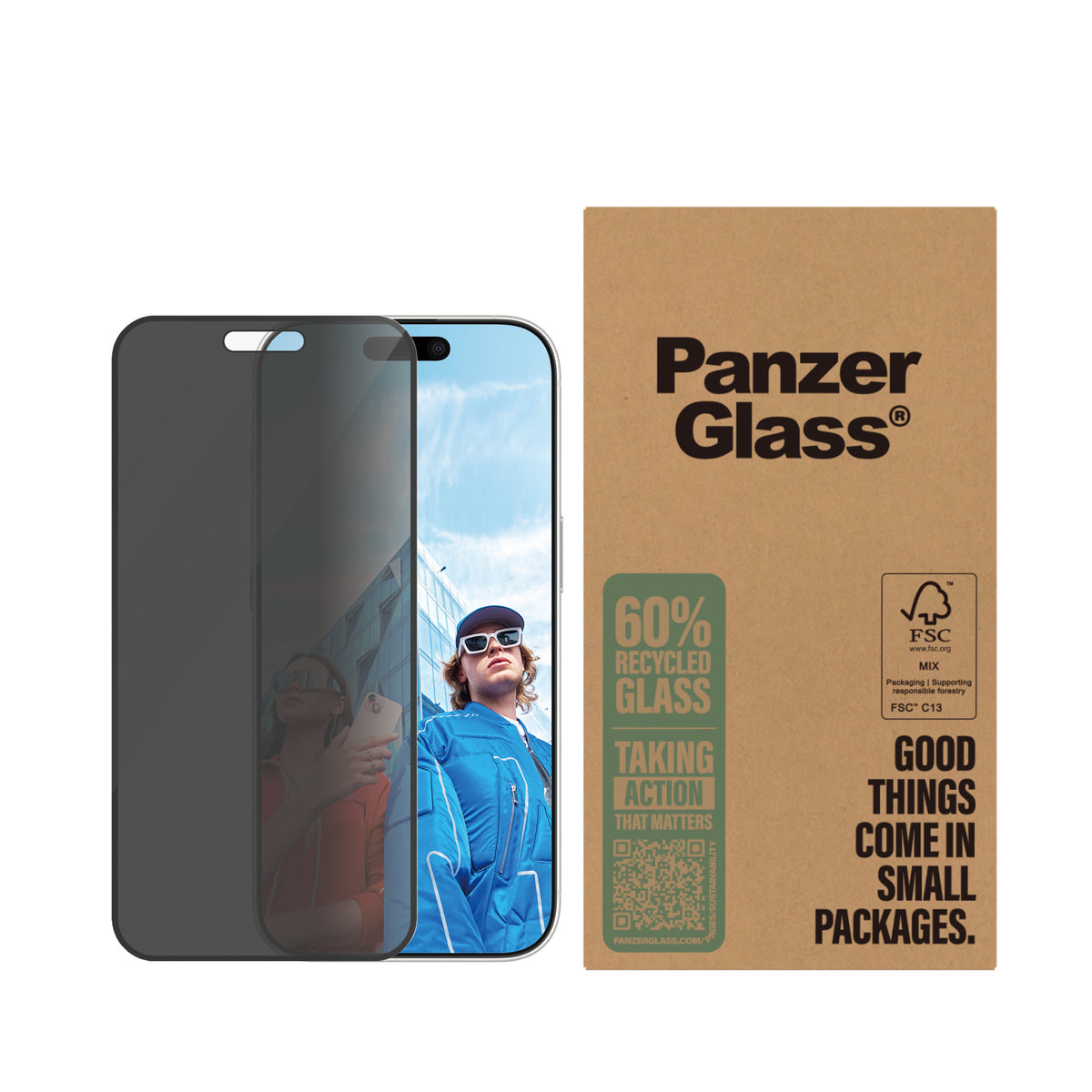 PanzerGlass ® 2-Way Privacy Screen Protector iPhone 16 Pro | Ultra-Wide Fit | Bulk Protector de pantalla Apple 50 pieza(s) (2)