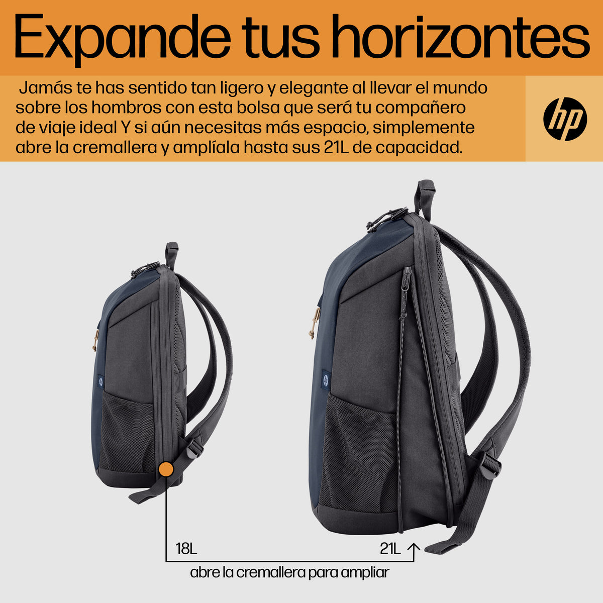 HP Travel 18 Liter 15.6 Iron Gray Laptop Backpack 39,6 cm (15.6") Azul, Gris (8)