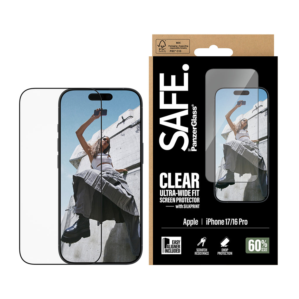 PanzerGlass SAFE. by ® Screen Protector iPhone 17 | 16 Pro | Ultra-Wide Fit w. EasyAligner Protector de pantalla Apple 1 pieza(s) (2)