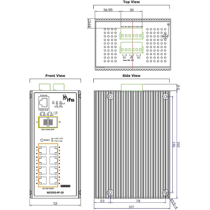 IFS Switch gest. 8x10/100/1000TX NS3552-8P-2S-V2 (3)