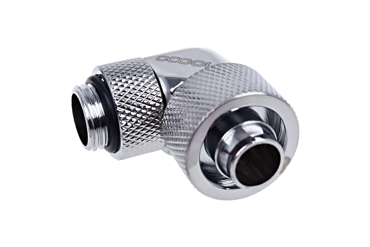 Alphacool Eiszapfen 16/10mm Threaded Rotatable 90 Degree G1 / 4 Fitting - Chrome