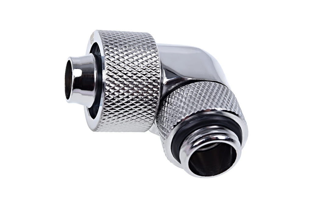 Alphacool Eiszapfen 16/10mm Threaded Rotatable 90 Degree G1 / 4 Fitting - Chrome