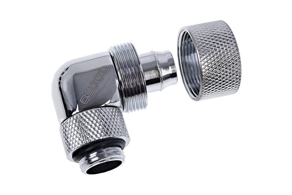 Alphacool Eiszapfen 16/10mm Threaded Rotatable 90 Degree G1 / 4 Fitting - Chrome