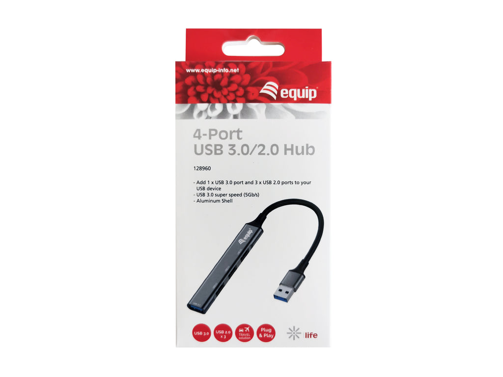 Equip 128960 hub de interfaz USB 3.2 Gen 1 (3.1 Gen 1) Type-A 5000 Mbit/s Negro, Gris (4)