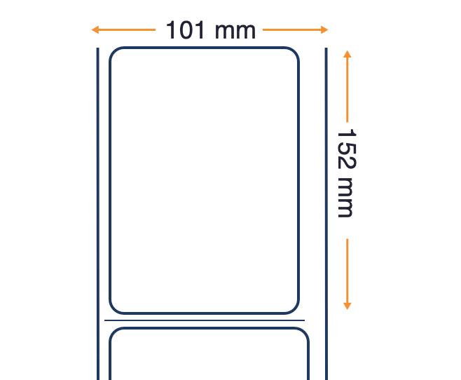 Labels, Zebra, Papel normal, Z-Perform 1000T Removible, An: 101.6 mm, Al: 152.4 mm, Prof: 127 mm, Diám: 25.4 mm 3011180-T