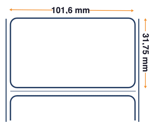 Labels, Zebra, Normal Paper, Z-Perform 1000T Removable, An: 101.6 mm, Al: 31.75 mm, D: 127 mm, C: 25.4 mm 880351-031D