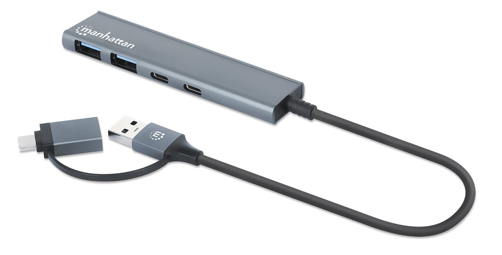 Manhattan 181075 base para portátil y replicador de puertos Alámbrico USB 3.2 Gen 1 (3.1 Gen 1) Type-A + Type-C Gris (2)