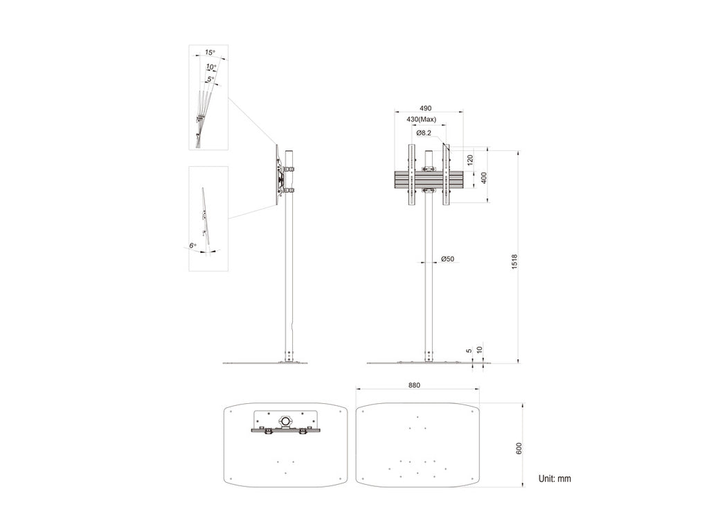 Multibrackets 8946 soporte para pantalla de señalización 165,1 cm (65") Negro (5)