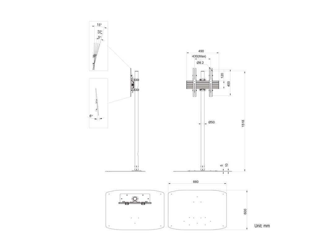 Multibrackets 8946 soporte para pantalla de señalización 165,1 cm (65") Negro (5)