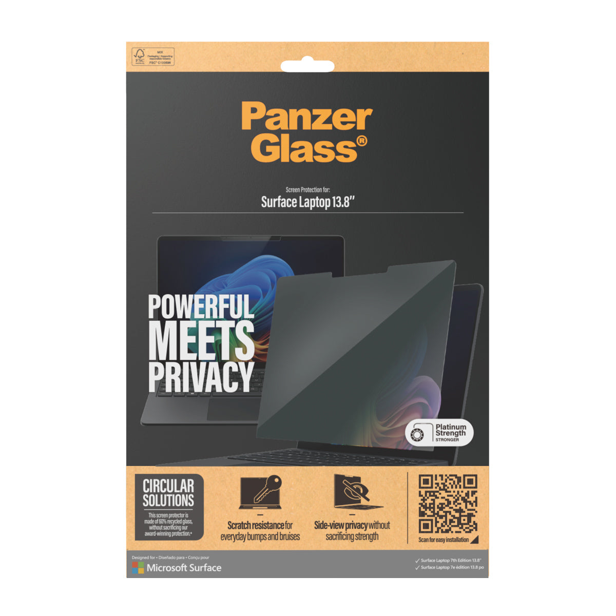 PanzerGlass ® Privacy Screen Protector Microsoft Surface Laptop 7th Edition | 8th Edition | 13.8'' | Ultra-Wide Fit Protector de pantalla 1 pieza(s) (3)