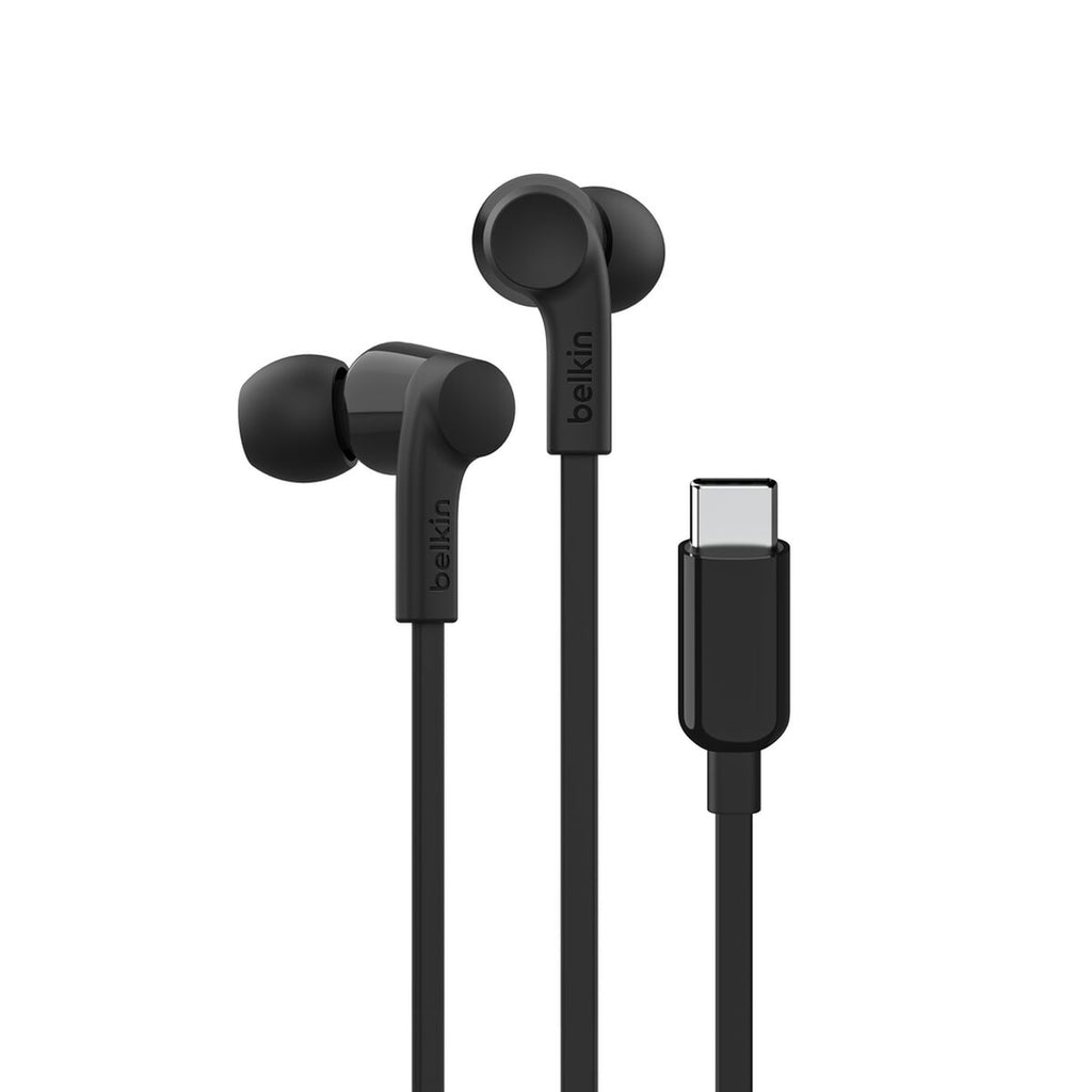 Auriculares internos con micro - en oreja - cableado - USB-C - aislamiento de ruido - negro