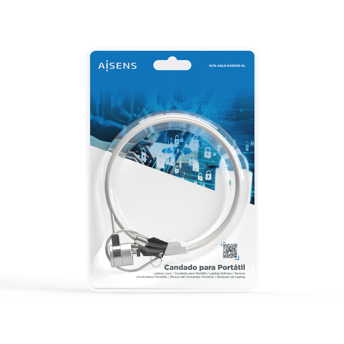 AISENS ASLK-D40K02-SL cable antirrobo Plata 1,5 m (6)