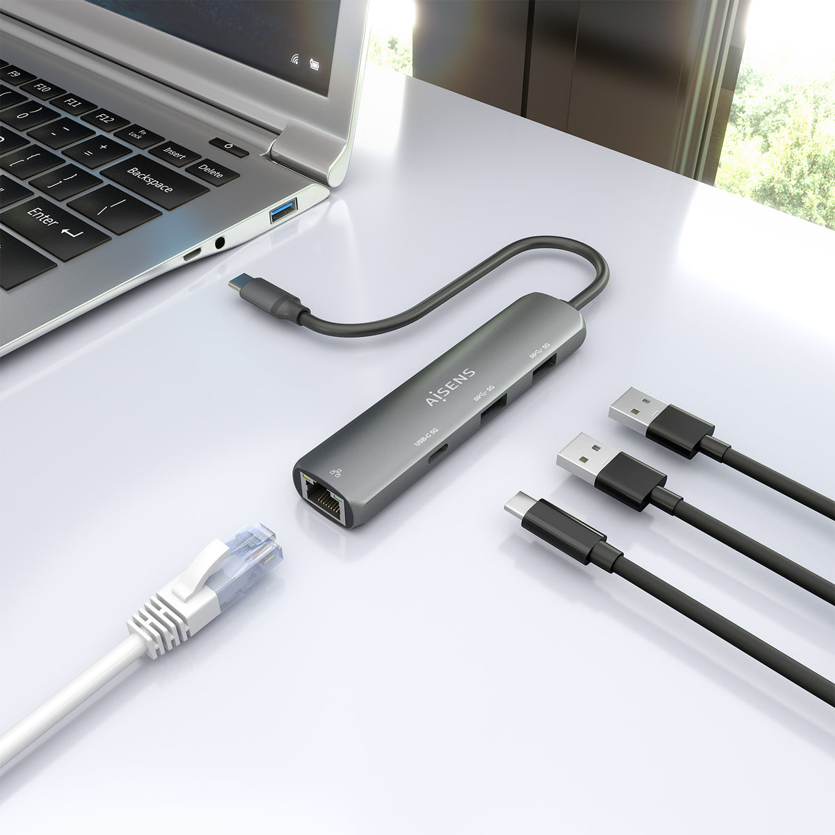 AISENS ASUC-4P039-GR base para portátil y replicador de puertos Alámbrico USB 3.2 Gen 1 (3.1 Gen 1) Type-C (7)