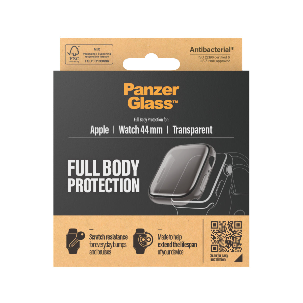PanzerGlass ® Full body Case Transparent Apple Watch SE 3, SE, 6, 5, 4