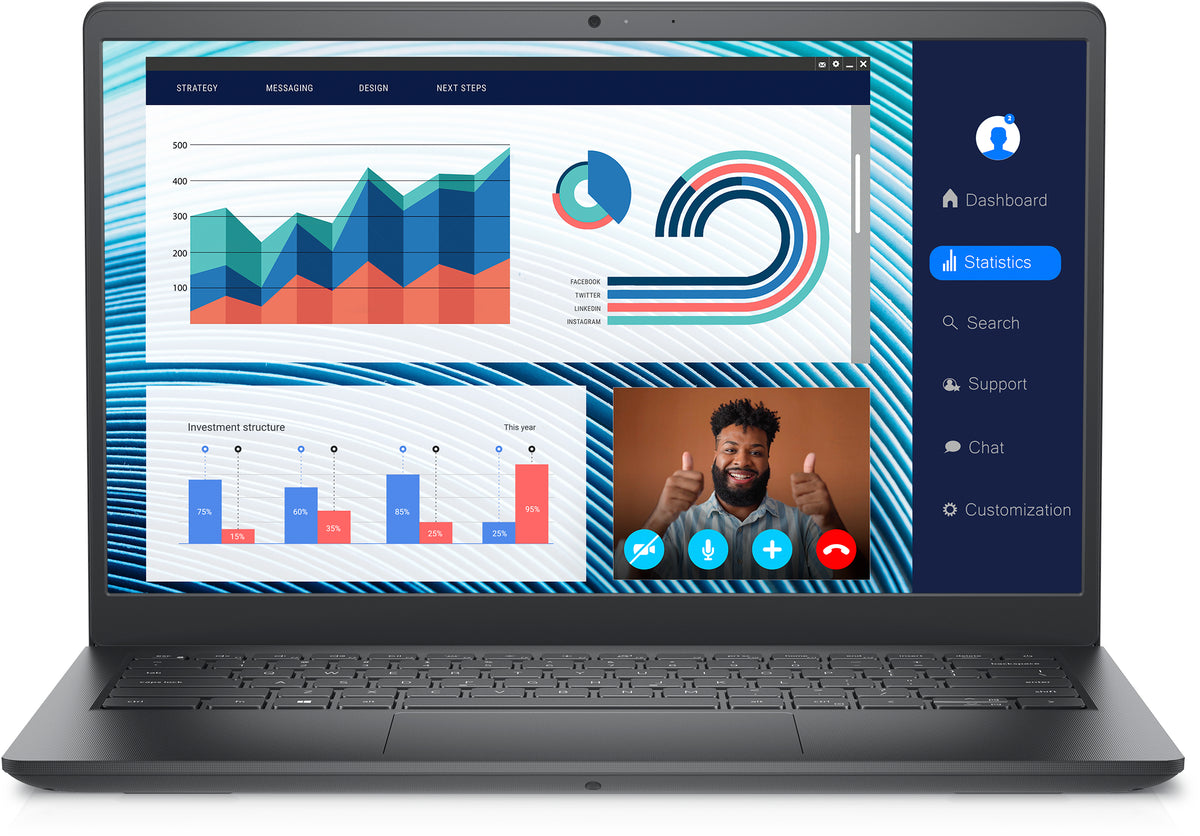 DELL Vostro 3420 Intel® Core™ i5 i5-1135G7 Portátil 35,6 cm (14") Full HD 8 GB DDR4-SDRAM 256 GB SSD Wi-Fi 5 (802.11ac) Windows 11 Pro Negro Portugués