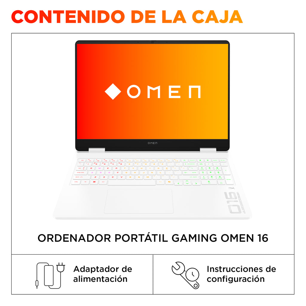HP OMEN Gaming 16-am0046ns Intel® Core™ i9 i9-14900HX Portátil 40,6 cm (16") 2K 32 GB DDR5-SDRAM 1 TB SSD NVIDIA GeForce RTX 5060 Wi-Fi 6 (802.11ax) FreeDOS Blanco (6)