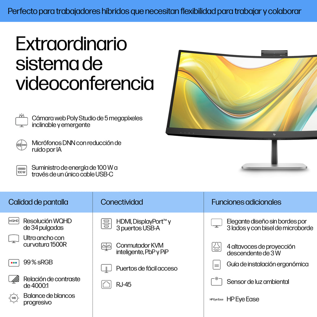 HP Series 5 Pro 534pm pantalla para PC 86,4 cm (34") 3440 x 1440 Pixeles Wide Quad HD LCD Negro (4)