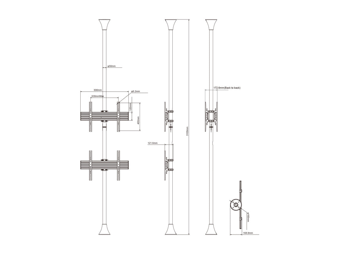 Multibrackets 5716 soporte para pantalla de señalización 165,1 cm (65") Negro, Blanco (7)
