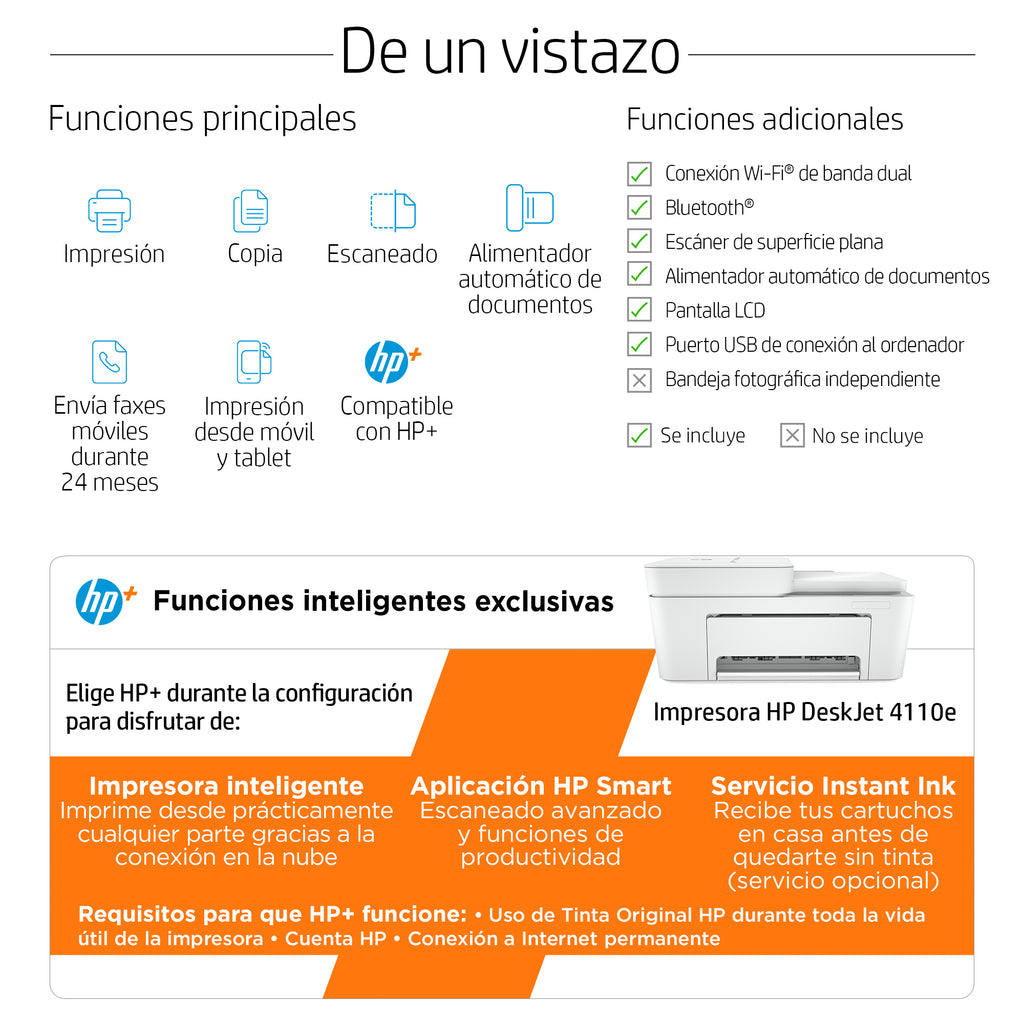 HP DeskJet Plus DeskJet 4110e AiO Printer Inyección de tinta térmica A4 4800 x 1200 DPI 8,5 ppm (5)