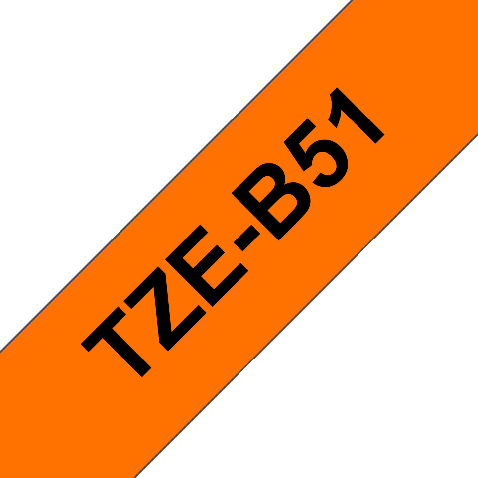 Brother TZE-B51 cinta para impresora de etiquetas Negro sobre naranja fluorescente (2)