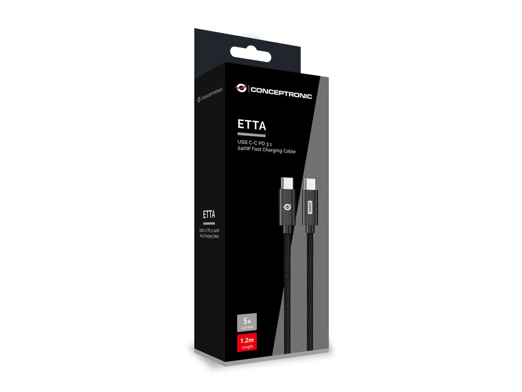Conceptronic ETTA03B20 cable USB USB 2.0 2 m USB C 0,48 Gbit/s 240 W Negro (5)