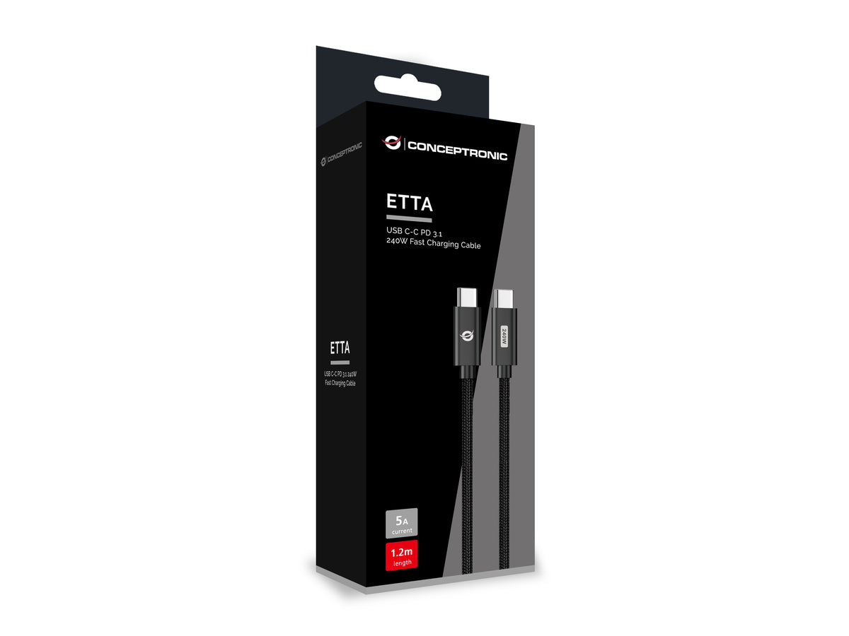Conceptronic ETTA03B20 cable USB USB 2.0 2 m USB C 0,48 Gbit/s 240 W Negro (5)