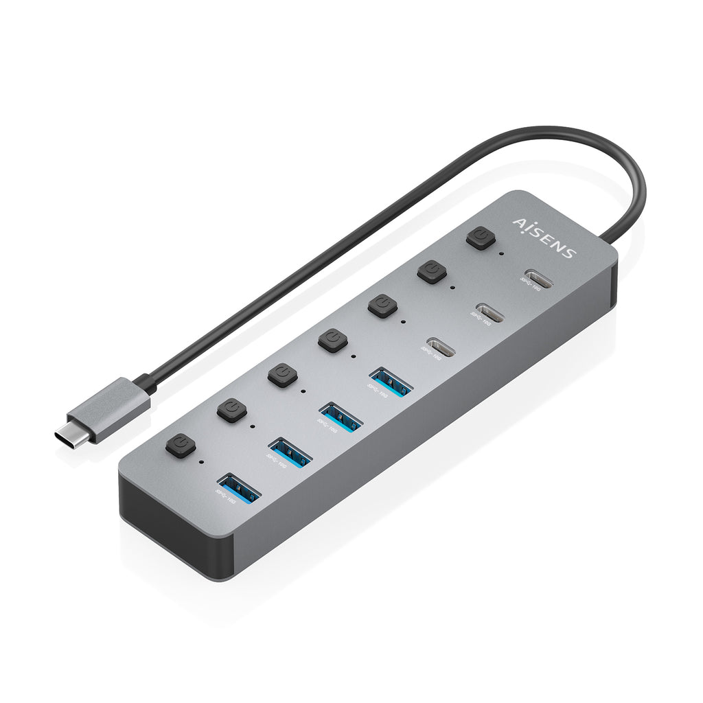 AISENS ASUC-8P044-GR hub de interfaz USB 3.2 Gen 2 (3.1 Gen 2) Type-C 10000 Mbit/s (3)
