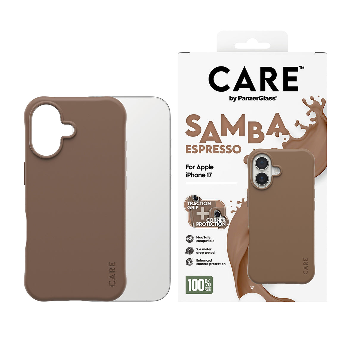 PanzerGlass CARE™ by ® Samba Case Espresso w. MagSafe iPhone 17 funda