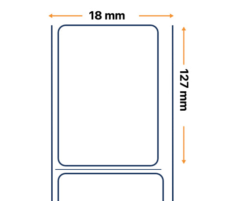 Zebra Labels, Others, Papel Normal, Z-Perform 1000T, Ancho: 18 mm, Profundidad: 127 mm, Circunferencia: 25.4 mm 3012373-T