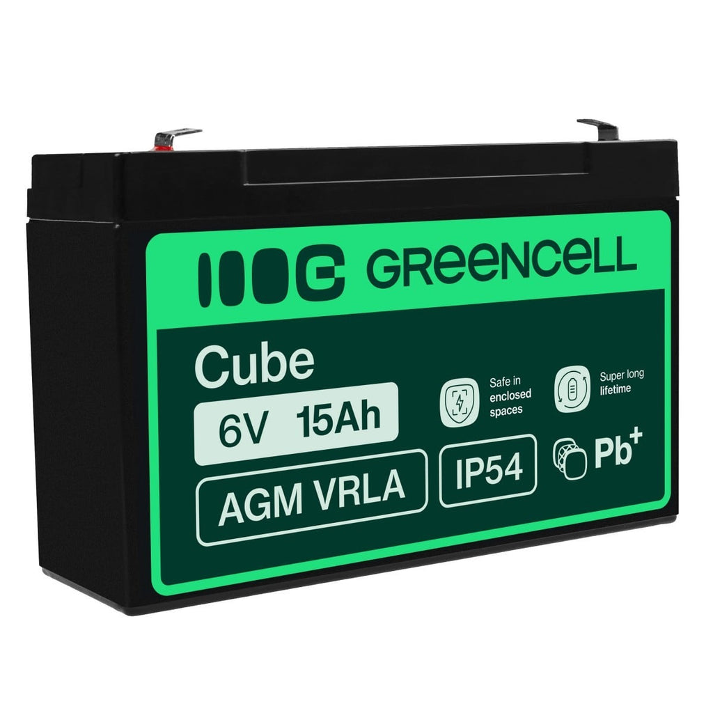 Green Cell AGM40 - 6 V - 1 pièce(s) - Noir - 15 Ah - 1,8 kg - 151 mm