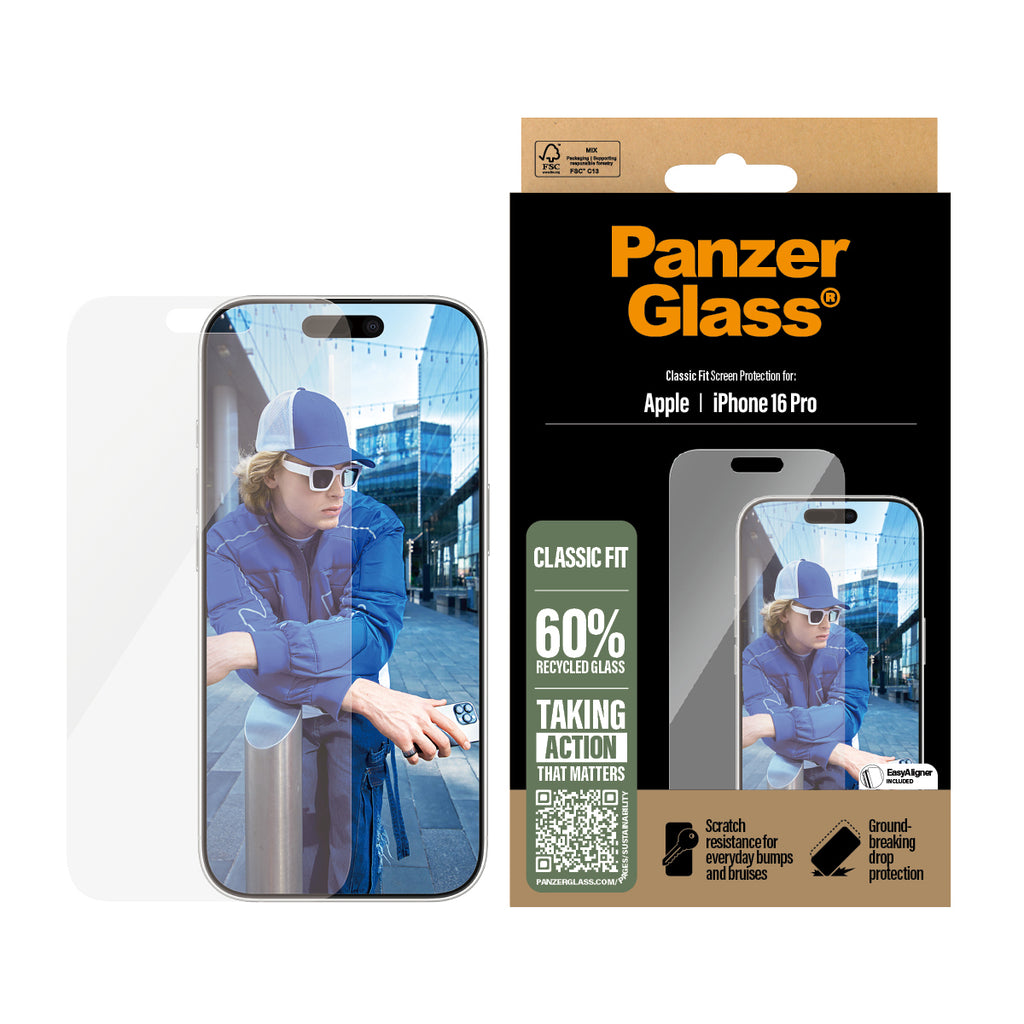 PanzerGlass ® Screen Protector iPhone 16 Pro, Classic Fit Protector de pantalla