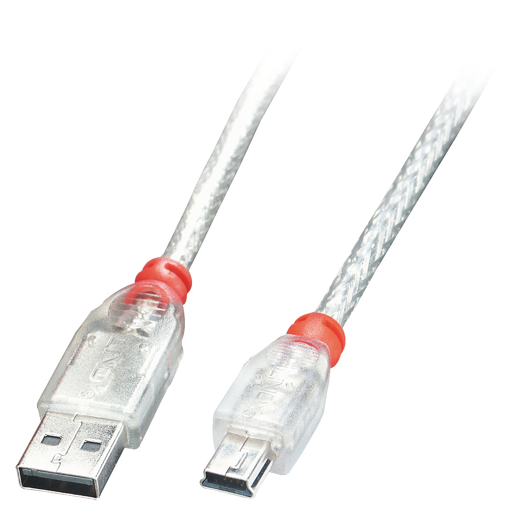 Lindy 41785 cable USB USB 2.0 5 m USB A Mini-USB B 0,48 Gbit/s Transparente (2)