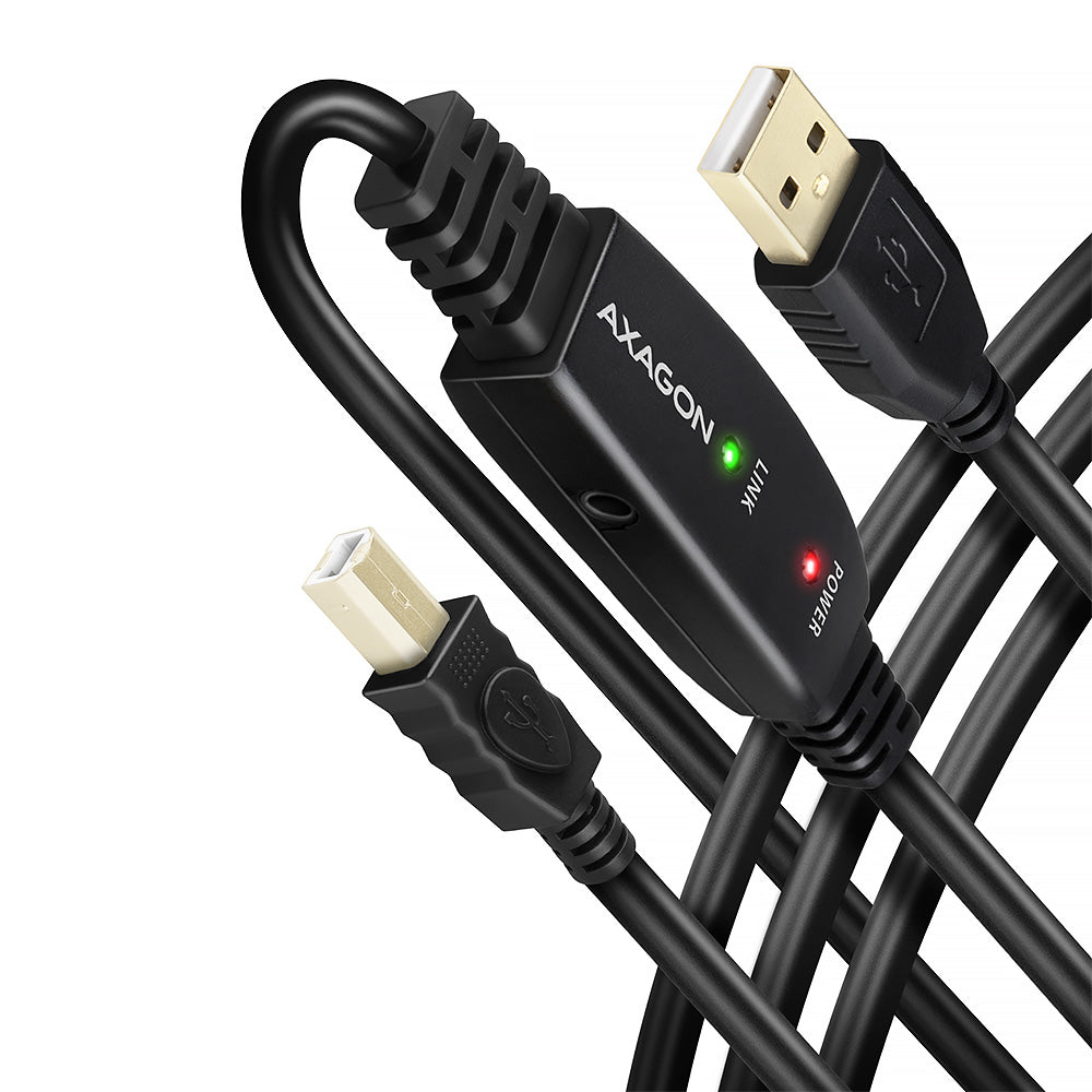 Axagon ADR-215B USB 2.0 A-M -> B-M active connecting/repeater cable 15m - Kabel - Digital/Daten cable USB USB A USB B 0,48 Gbit/s Negro (2)