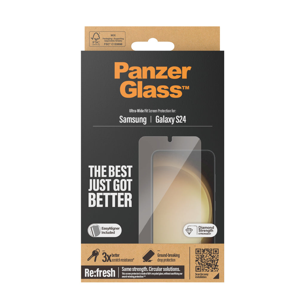 PanzerGlass ® Screen Protector Samsung Galaxy S24, Ultra-Wide Fit w. EasyAligner