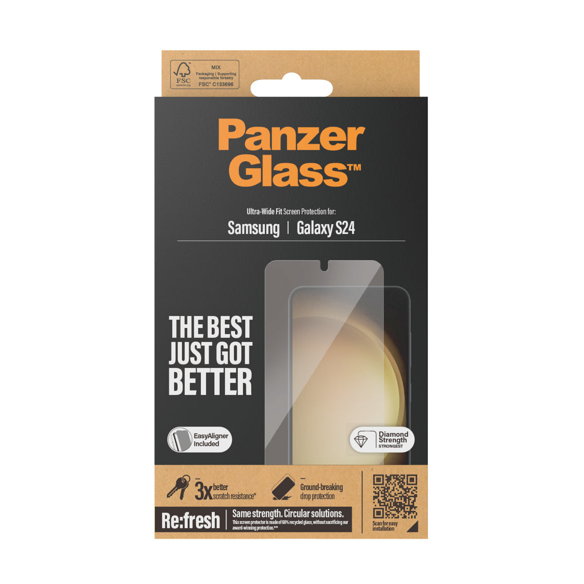 PanzerGlass ® Screen Protector Samsung Galaxy S24, Ultra-Wide Fit w. EasyAligner