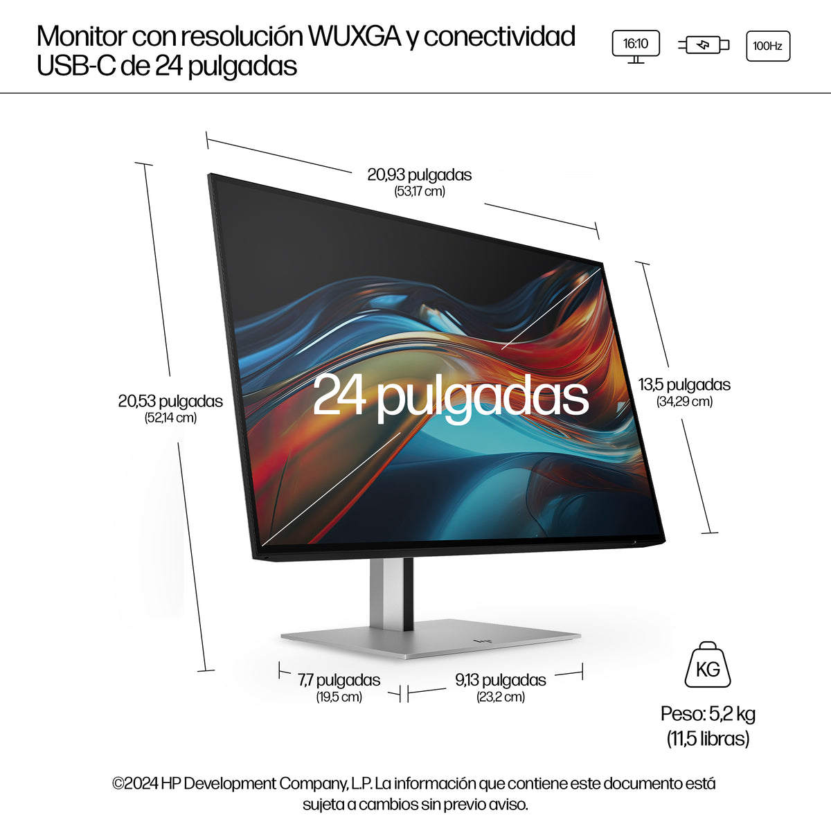HP Series 7 Pro 724pu pantalla para PC 61 cm (24") 1920 x 1200 Pixeles LCD Plata (5)