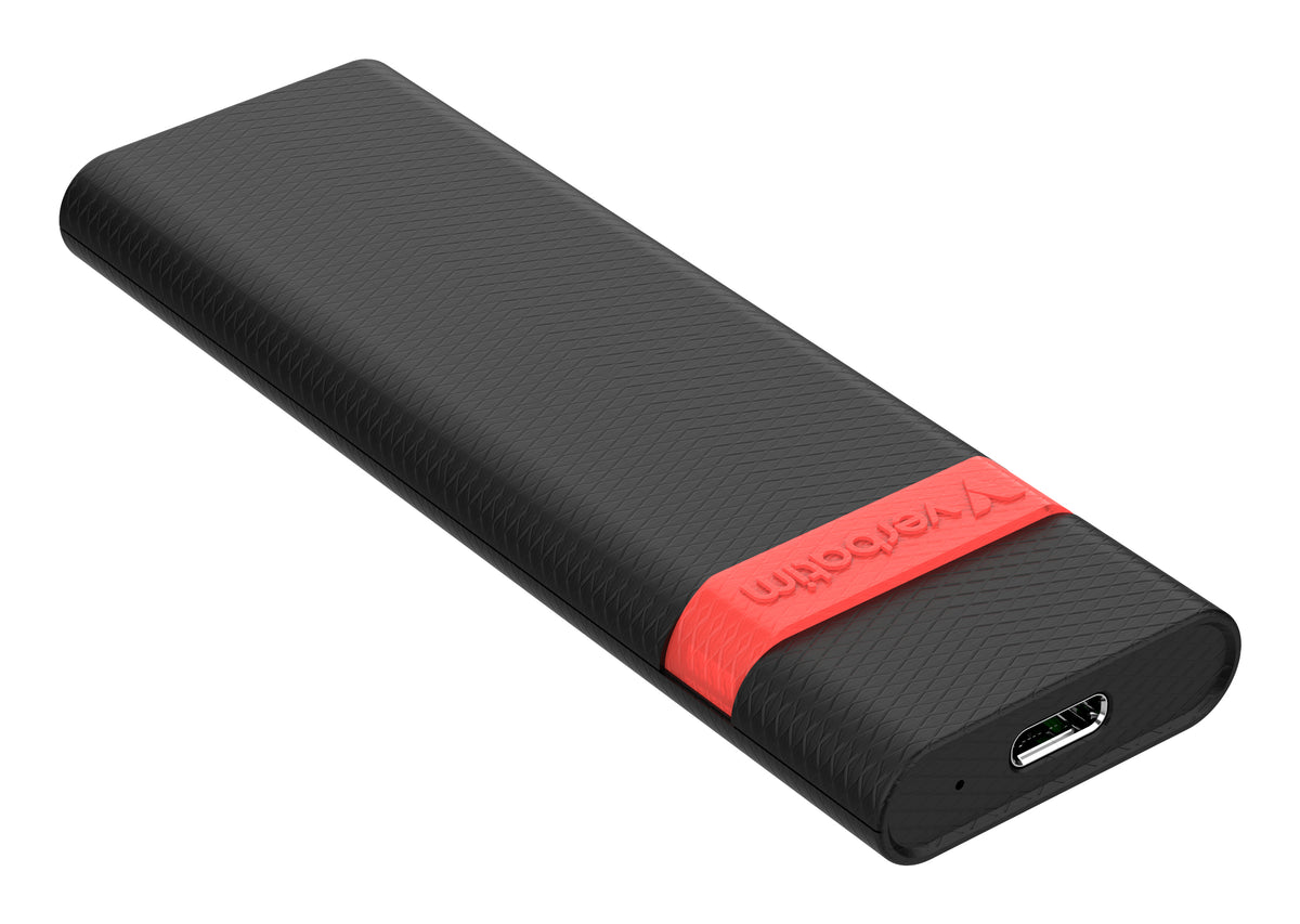 Verbatim 32261 caja para disco duro externo Caja externa para unidad de estado sólido (SSD) Negro, Rojo M.2 USB con suministro de corriente