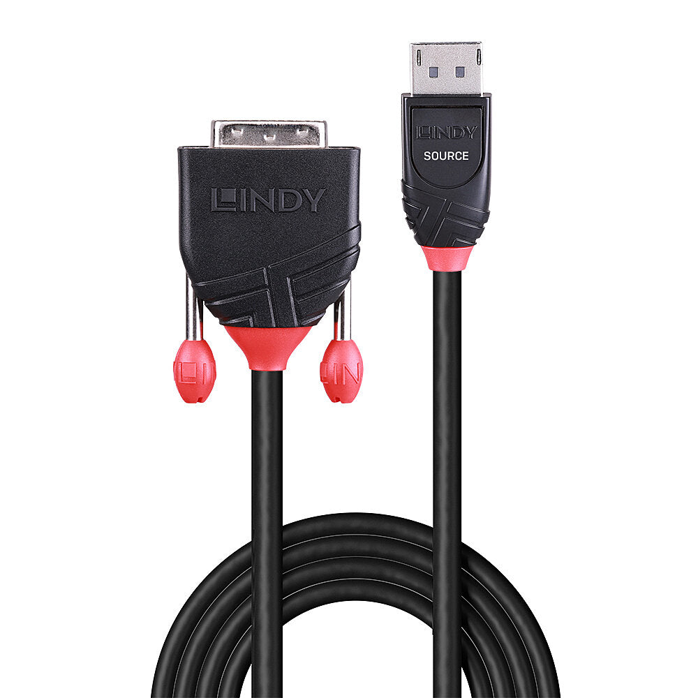 Lindy 41492 adaptador de cable de vídeo 3 m DVI-D DisplayPort Negro (3)