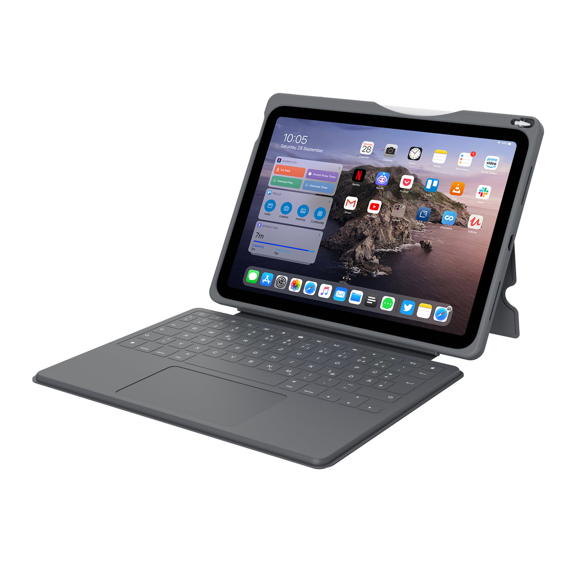 DEQSTER 90-2000013 teclado para móvil QWERTZ Alemán Smart Connector Gris