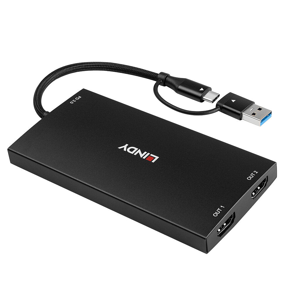Lindy 43430 adaptador de cable de vídeo 0,11 m USB Tipo C 2 x HDMI Negro (4)