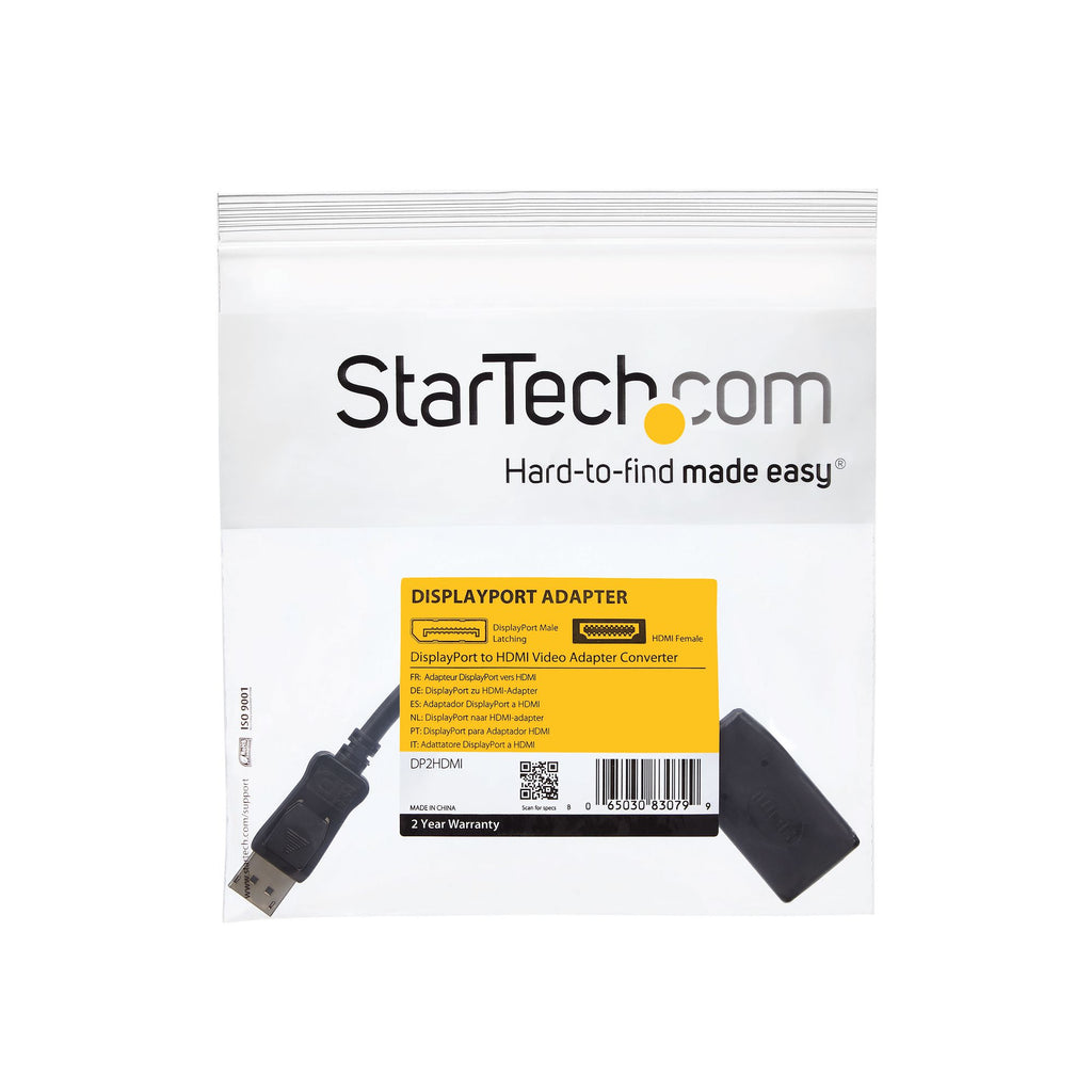 StarTech.com DP2HDMI adaptador de cable de vídeo 0,24 m HDMI tipo A (Estándar) Negro (7)