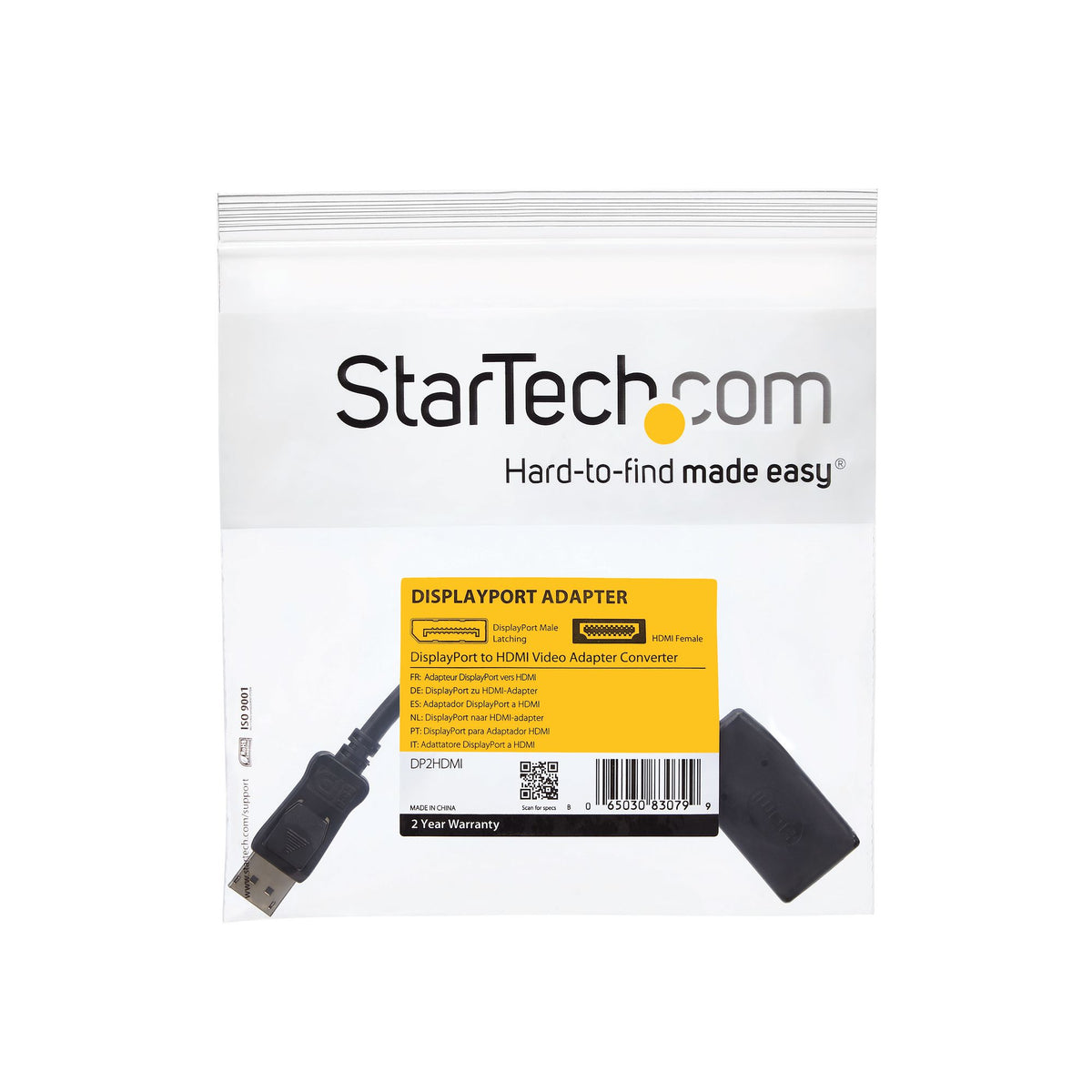 StarTech.com DP2HDMI adaptador de cable de vídeo 0,24 m HDMI tipo A (Estándar) Negro (7)