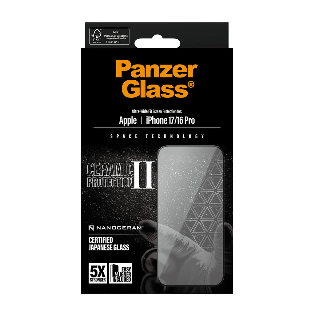 PanzerGlass ® Ceramic II Screen Protector iPhone 17 | iPhone 16 Pro | Ultra-Wide Fit w. EasyAligner Protector de pantalla Apple 1 pieza(s) (3)
