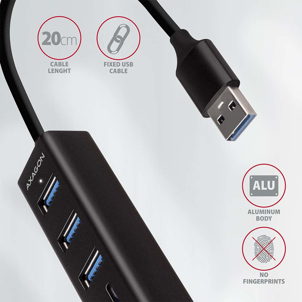 Axagon HMA-CR3A base para portátil y replicador de puertos Alámbrico USB 3.2 Gen 1 (3.1 Gen 1) Type-A Negro (5)