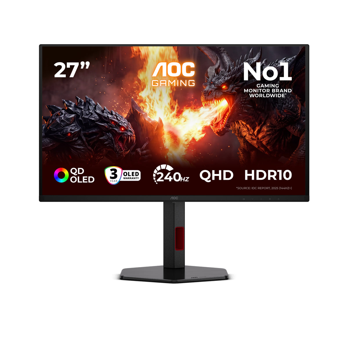 AOC G4 Q27G4ZDRAD pantalla para PC 67,3 cm (26.5") 2560 x 1440 Pixeles Quad HD OLED Negro, Rojo