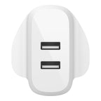Belkin WCB002MYWH mobile device charger Universal White AC Indoor (DUAL USB-A WALL CHARGER/ 12W X2 - WHITE)