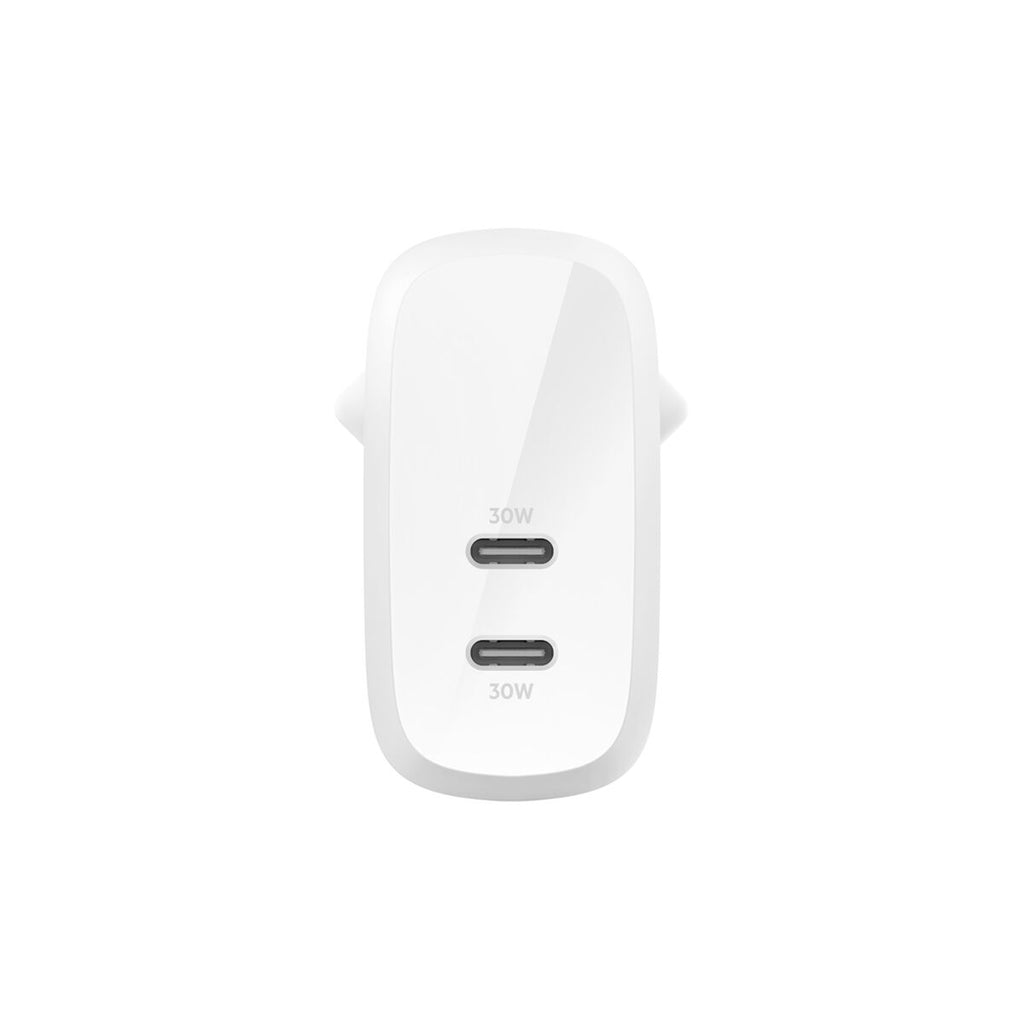 Adaptador de corriente - 60 vatios - 2.7 A - Fast Charge, Suministro de energía 3.1 - 2 conectores de salida (2 USB-C) - blanco
